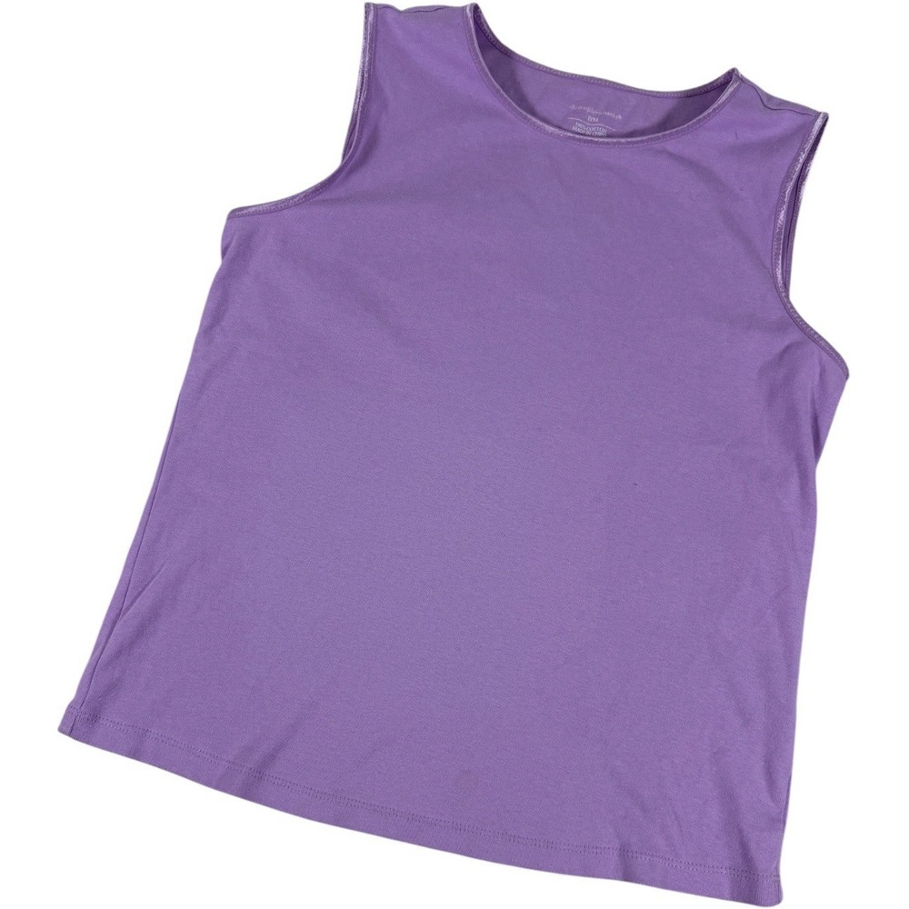 Christopher & Banks Women's Sleeveless Crew Neck 100% Cotton Tank Top Purple P/M